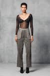 Buy_Mellowdrama_Black 100% Cotton Denim Embellished Studs Pant _at_Aza_Fashions