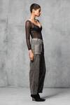 Buy_Mellowdrama_Black 100% Cotton Denim Embellished Studs Pant _Online_at_Aza_Fashions
