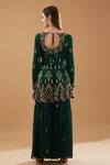 Shop_BAIDEHI_Green Georgette Cut Work, Pearls, Sequins, Floral Peplum Kurta Sharara Set_at_Aza_Fashions