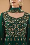 Buy_BAIDEHI_Green Georgette Cut Work, Pearls, Sequins, Floral Peplum Kurta Sharara Set_Online_at_Aza_Fashions