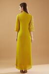 Shop_Baidehi_Yellow Georgette Sequins Mandarin Floral Placement Embroidered Draped Dress _at_Aza_Fashions