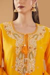 Buy_BAIDEHI_Orange Georgette, Organza Pearls, Sequins, Embroidery Paisley Kurta Sharara Set _Online_at_Aza_Fashions