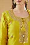 Buy_BAIDEHI_Yellow Bamboo, Georgette, Organza Embroidery, Marodi Kurta And Sharara Set _Online_at_Aza_Fashions