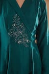 Buy_BAIDEHI_Green Bamberg Silk Embroidery Thread V Neck Placement Angrakha And Palazzo Set _Online_at_Aza_Fashions