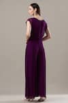 Shop_Baidehi_Purple Georgette Pearls, Sequins Round Floral Waistband Embroidered Jumpsuit _at_Aza_Fashions
