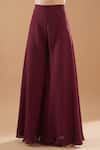 Baidehi_Maroon Georgette Embroidery Boat Neck Waistband Dress And Palazzo Set _Online_at_Aza_Fashions
