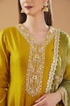 Buy_BAIDEHI_Yellow Anarkali Chanderi Silk Embroidered Dabka V-neck Set With Shaded Dupatta _Online_at_Aza_Fashions