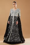 Buy_BAIDEHI_Black Georgette Embroidered Cutdana V-neck Pearl Layered Anarkali With Dupatta _at_Aza_Fashions