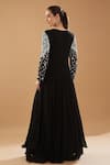 Shop_BAIDEHI_Black Georgette Embroidered Cutdana V-neck Pearl Layered Anarkali With Dupatta _at_Aza_Fashions