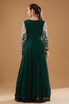 Shop_BAIDEHI_Green Georgette Embroidered Cutdana V-neck Pearl Layered Gown _at_Aza_Fashions