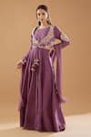 Buy_BAIDEHI_Purple Bamboo, Chiffon Cut Work, Embroidery Yoke Hand Anarkali With Dupatta _at_Aza_Fashions