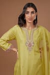 Buy_Baidehi_Green Bamboo, Georgette, Organza Embroidery, Gota Patti, Hand Kurta Sharara Set _Online_at_Aza_Fashions