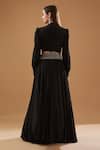 Shop_Baidehi_Black Crepe Embroidery, Cut Work Solid Crop Top And Skirt Set _at_Aza_Fashions