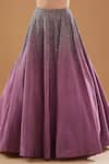 BAIDEHI_Purple Crepe Silk Hand Embroidered Cutdana Asymmetric Crop Top And Lehenga Set _Online_at_Aza_Fashions