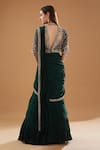 Shop_BAIDEHI_Green Chinon Georgette Hand Embroidered Pre-draped Lehenga Saree With Blouse _at_Aza_Fashions