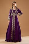 Buy_BAIDEHI_Purple Jacket Dupion Silk Hand Embroidered Cutdana Straight Neck With Gown _at_Aza_Fashions