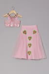 Buy_Turqidz by Shweta Aggarwal_Pink Dupion Silk Embroidered Heart Applique Work Blouse And Lehenga Set _at_Aza_Fashions