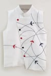 Buy_Turqidz by Shweta Aggarwal_White Cotton Silk Embroidered Thread Work Airplane Waistcoat _at_Aza_Fashions
