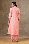 Shop_BBAAWRI_Peach Banarasi Chanderi Woven Flower V Neck Kurta Set _at_Aza_Fashions