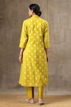 Shop_BBAAWRI_Yellow Banarasi Chanderi Woven Florette V Neck Kurta Set _at_Aza_Fashions