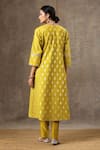 Shop_BBAAWRI_Yellow Banarasi Chanderi Woven Flower V Neck Kurta Pant Set _at_Aza_Fashions