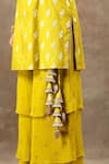 BBAAWRI_Yellow Banarasi Chanderi Woven Bouquet Round Kurta Sharara Set _at_Aza_Fashions