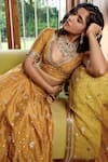 Buy_BBAAWRI_Gold Pure Dupion Silk Embroidery Zardozi Leaf Zari Floral Bridal Lehenga Set _Online_at_Aza_Fashions