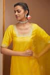 Buy_BBAAWRI_Yellow Pure Chanderi Silk Embroidery Thread Blunt V Placement Kurta Sharara Set _Online_at_Aza_Fashions