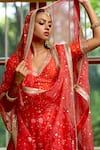 BBAAWRI_Red Silk Organza Embroidery Zardozi Work Dupatta _Online_at_Aza_Fashions