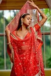 Buy_BBAAWRI_Red Silk Organza Embroidery Zardozi Work Dupatta _Online_at_Aza_Fashions