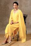 Buy_BBAAWRI_Yellow Pure Handloom Chanderi Silk Embroidery Thread V Neck Floral Kurta Set _at_Aza_Fashions