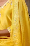 Buy_BBAAWRI_Yellow Pure Handloom Chanderi Silk Embroidery Thread V Neck Floral Kurta Set 