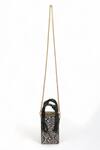 Immri_Black Love Knot Cuboid Snake Skin Textured Handbag_Online_at_Aza_Fashions