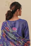 Buy_Pita Nila_Purple Tissue Hand Embroidery Floral V Neck Rehaab Kurta Palazzo Set 