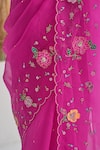 Buy_Pita Nila_Magenta Silk Embroidery Floral V Neck Avril Saree With Blouse _Online_at_Aza_Fashions