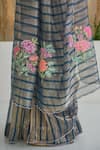 Shop_Pita Nila_Blue Handloom Zari Woven Floral Nura Stripe Pattern Saree With Blouse _Online_at_Aza_Fashions