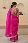 Shop_Pita Nila_Magenta Soft Silk Print Floral Nargis Saree With Embroidered Blouse  _at_Aza_Fashions