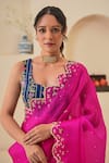 Buy_Pita Nila_Magenta Soft Silk Print Floral Nargis Saree With Embroidered Blouse  