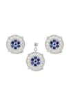 Sangeeta Boochra_Silver Plated Crystals Stone Studded Round Pendant Set _Online_at_Aza_Fashions