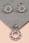 Buy_Sangeeta Boochra_Silver Plated Crystals Round Stone Studded Pendant Set _at_Aza_Fashions