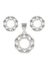 Shop_Sangeeta Boochra_Silver Plated Crystals Round Stone Studded Pendant Set _at_Aza_Fashions