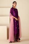 Shop_Suruchi Parakh_Purple Georgette Embroidery, Sequins Round Neck Hand Kurta Pant Set _Online_at_Aza_Fashions
