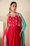 Buy_Suruchi Parakh_Red Georgette Crepe Hand Embroidered Floral Round Yoke Anarkali With Dupatta _Online_at_Aza_Fashions