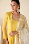 Shop Suruchi Parakh Yellow Georgette, Crepe Sequins, Embroidery Round Solid Anarkali With Dupatta Online at Aza Fashions Shop_Suruchi Parakh_Yellow Georgette, Crepe Sequins, Embroidery Round Solid Anarkali With Dupatta _Online_at_Aza_Fashions