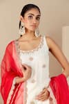 Suruchi Parakh_White Crepe, Silk, Chiffon Embroidery Round Neck Hand Kurta Sharara Set _at_Aza_Fashions
