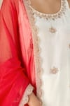 Buy_Suruchi Parakh_White Crepe, Silk, Chiffon Embroidery Round Neck Hand Kurta Sharara Set 