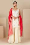 Buy_Suruchi Parakh_White Crepe, Silk, Chiffon Embroidery Round Neck Hand Kurta Sharara Set _at_Aza_Fashions