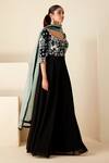 Buy_Suruchi Parakh_Black Organza, Georgette Embroidery Square Yoke Flowers Anarkali With Dupatta _Online_at_Aza_Fashions