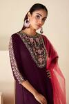 Shop_Suruchi Parakh_Purple Georgette, Crepe Embroidery Round , Keyhole Hand Anarkali Set _Online_at_Aza_Fashions