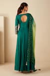 Shop_Suruchi Parakh_Green Georgette Crepe Hand Embroidered Buttis Leaf Neck Anarkali With Dupatta _at_Aza_Fashions